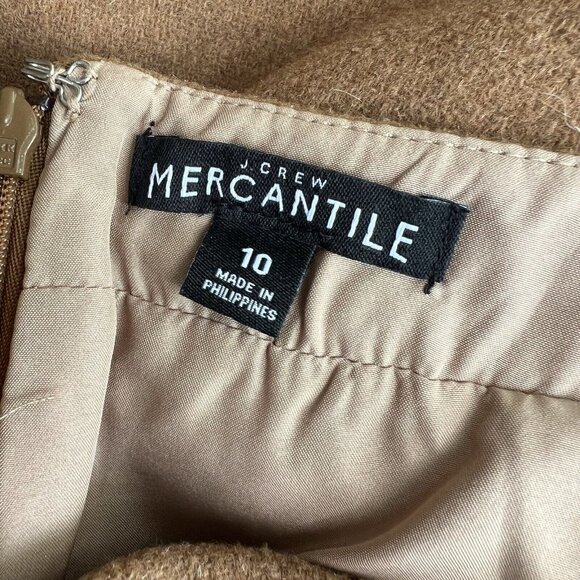 J. CREW Mercantile CAMEL Ruffle-Front Mini Skirt Thanksgiving Blend Lined Sz 10 - Picture 6 of 6